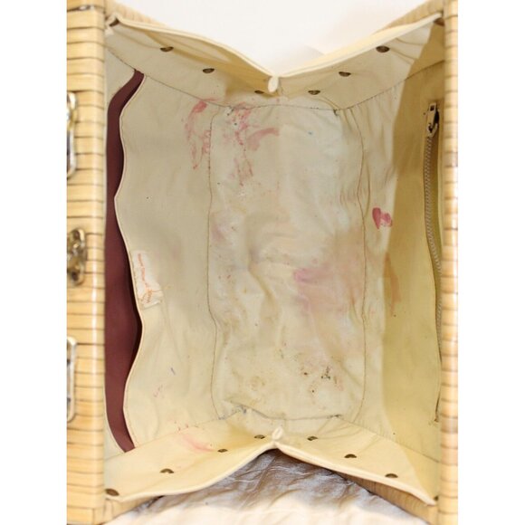 Vtg 1970s Straw Handbag Tote Purse Bag Boho Beach Vacation Cruise Embroidered - Picture 11 of 15